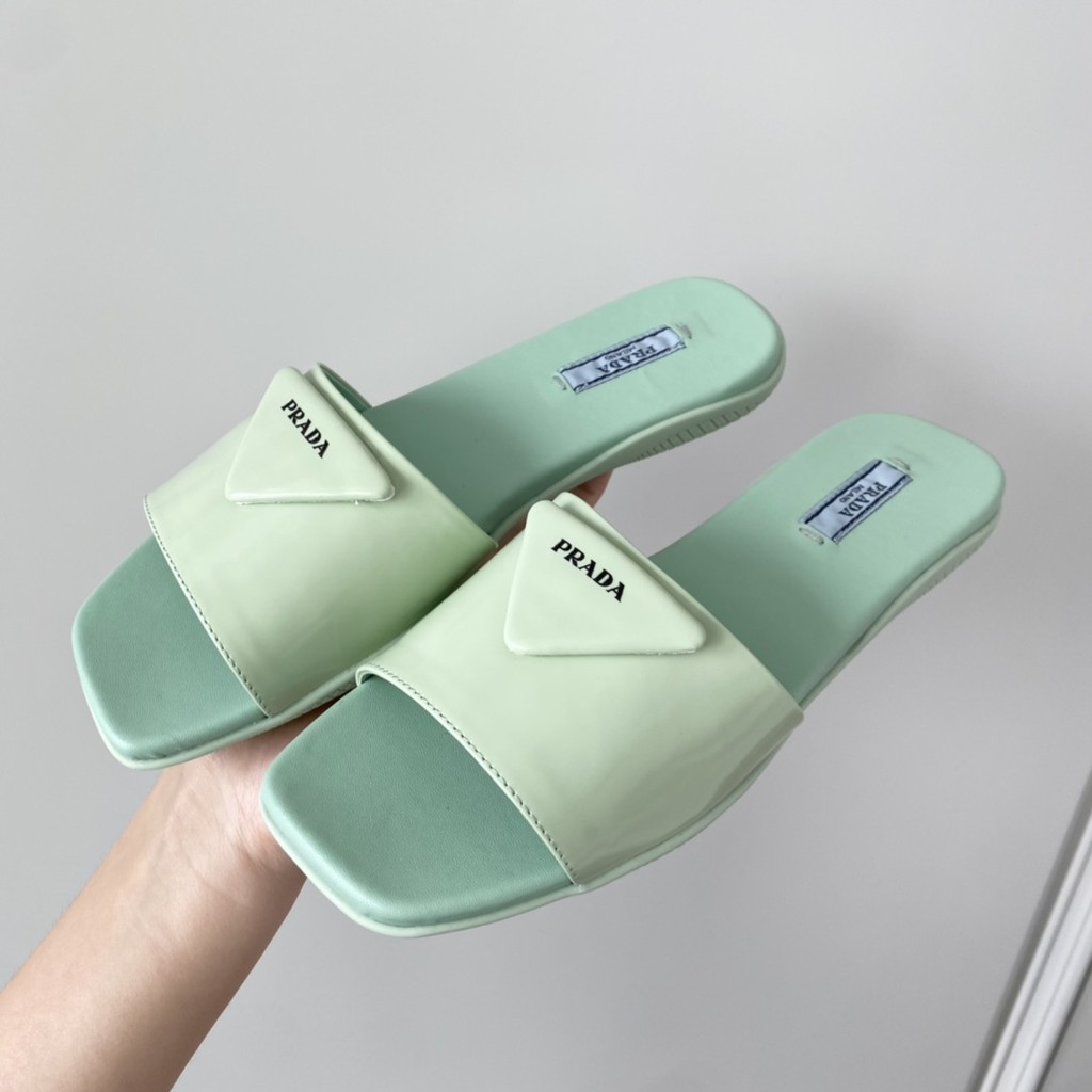 Prada Green Slip on Mules
