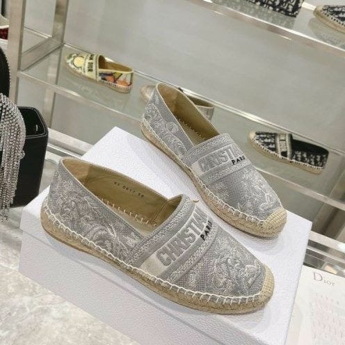 Buy Dior Granville Espadrille Grey Jungle Flat Shoe - Online