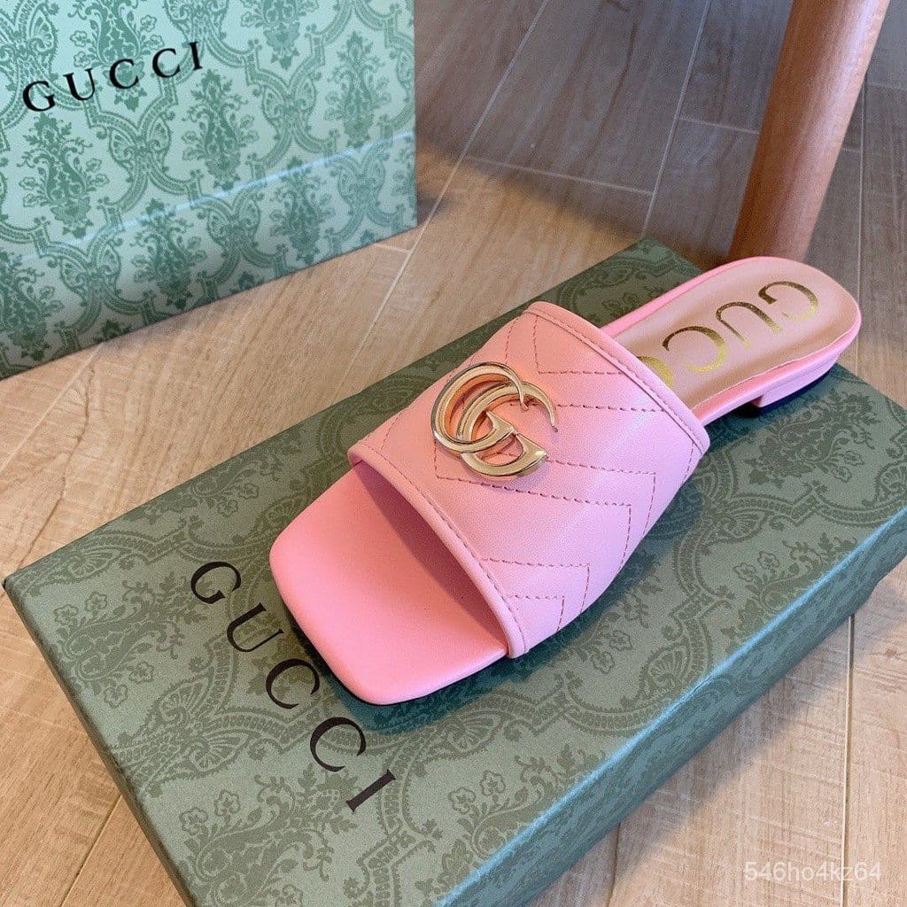 Gucci GG Chevron Matelasse Pink Slide