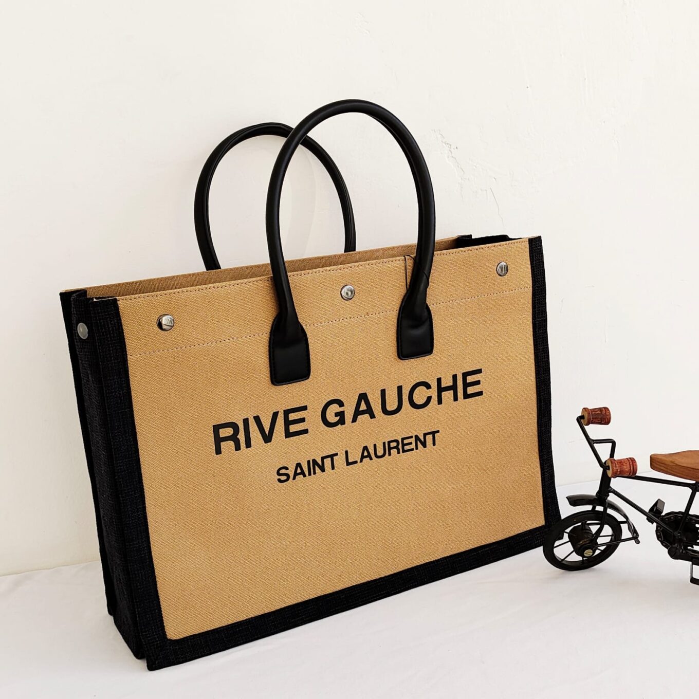 Saint Laurent Rive Gauche Khaki Tote Bag