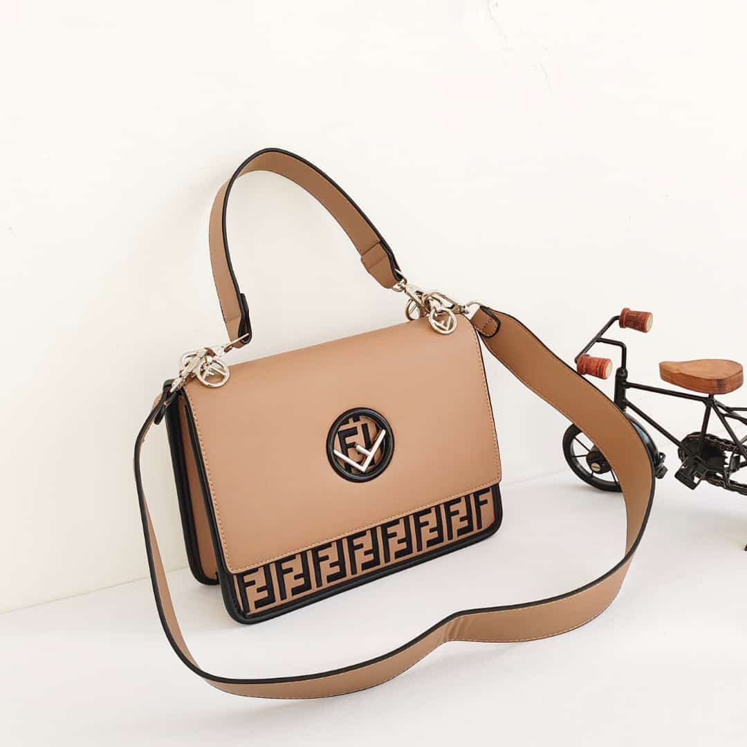 Fendi Kan I F Logo Khaki Sling Bag (With Box)