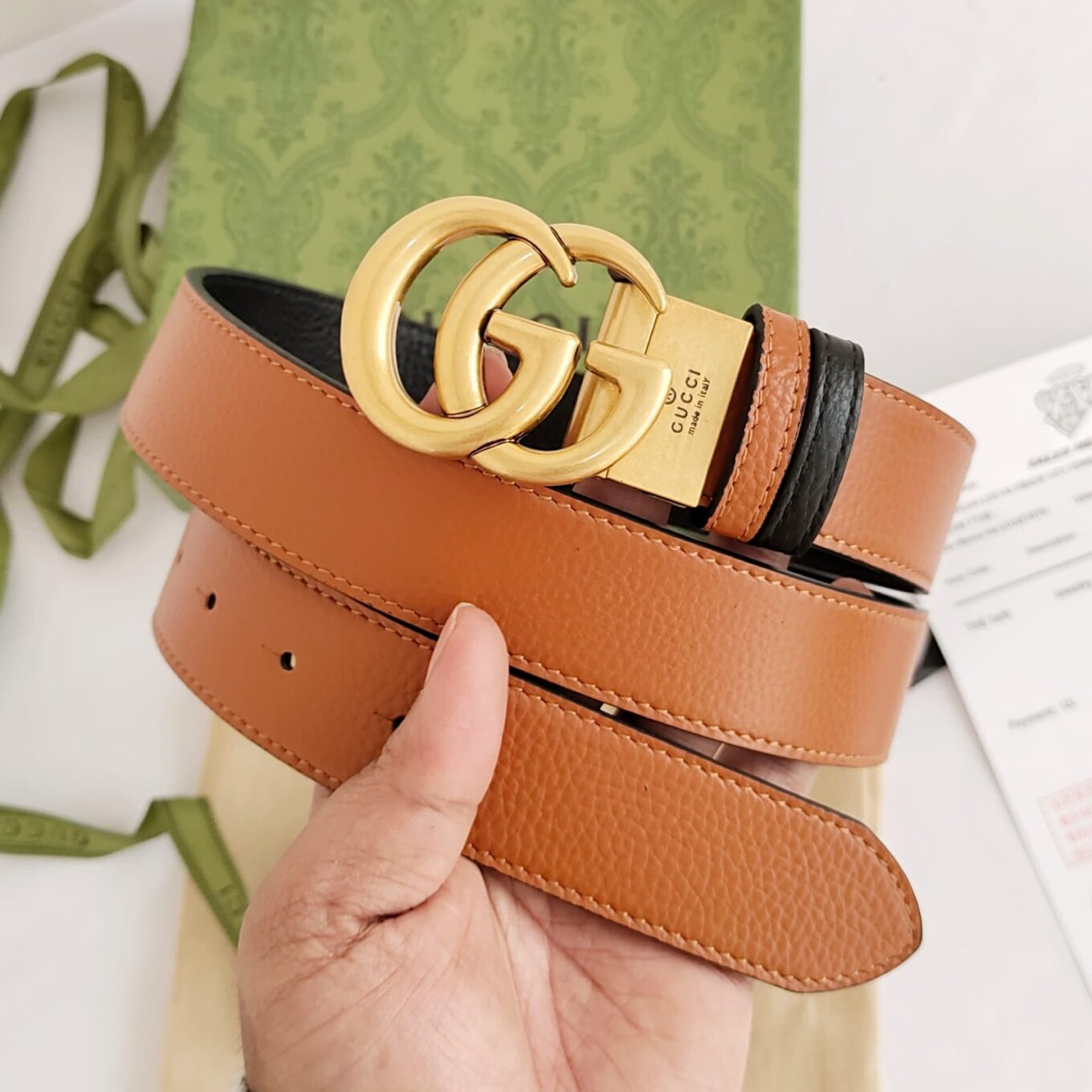 WhatsApp Image 2023-02-16 at 4.27.20 PM Gucci GG Black Brown Reversible Belt