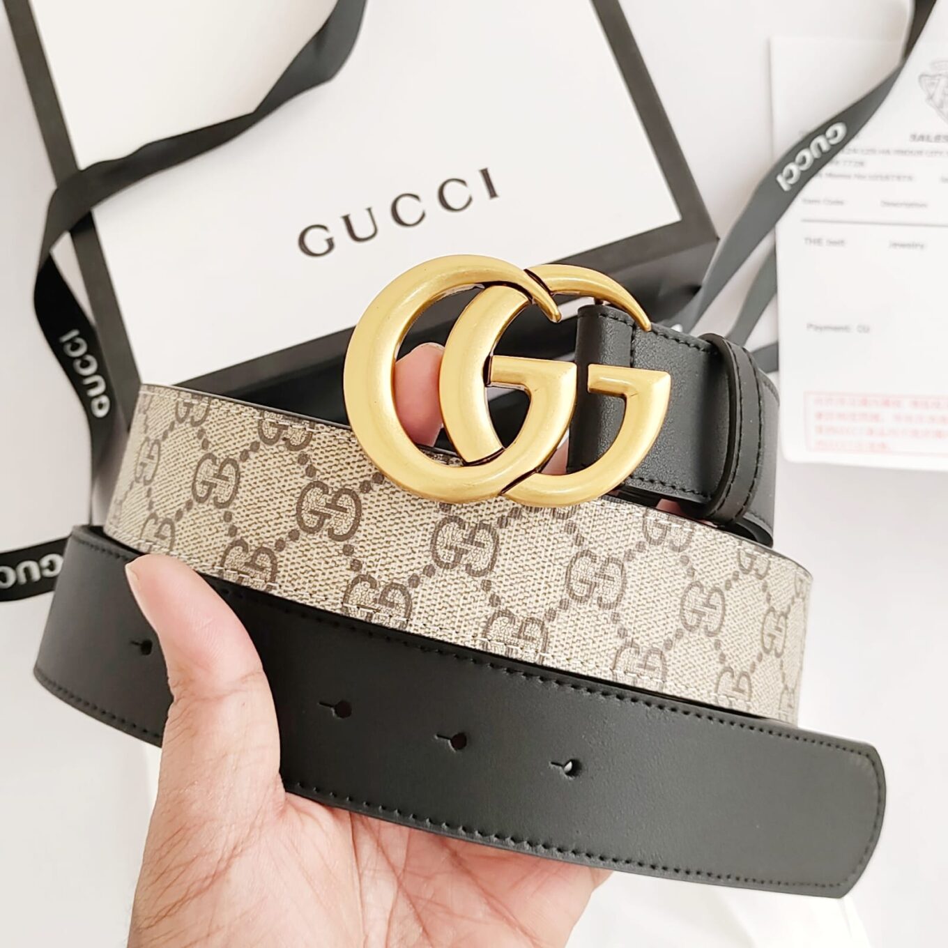 mens black and gold gucci belt