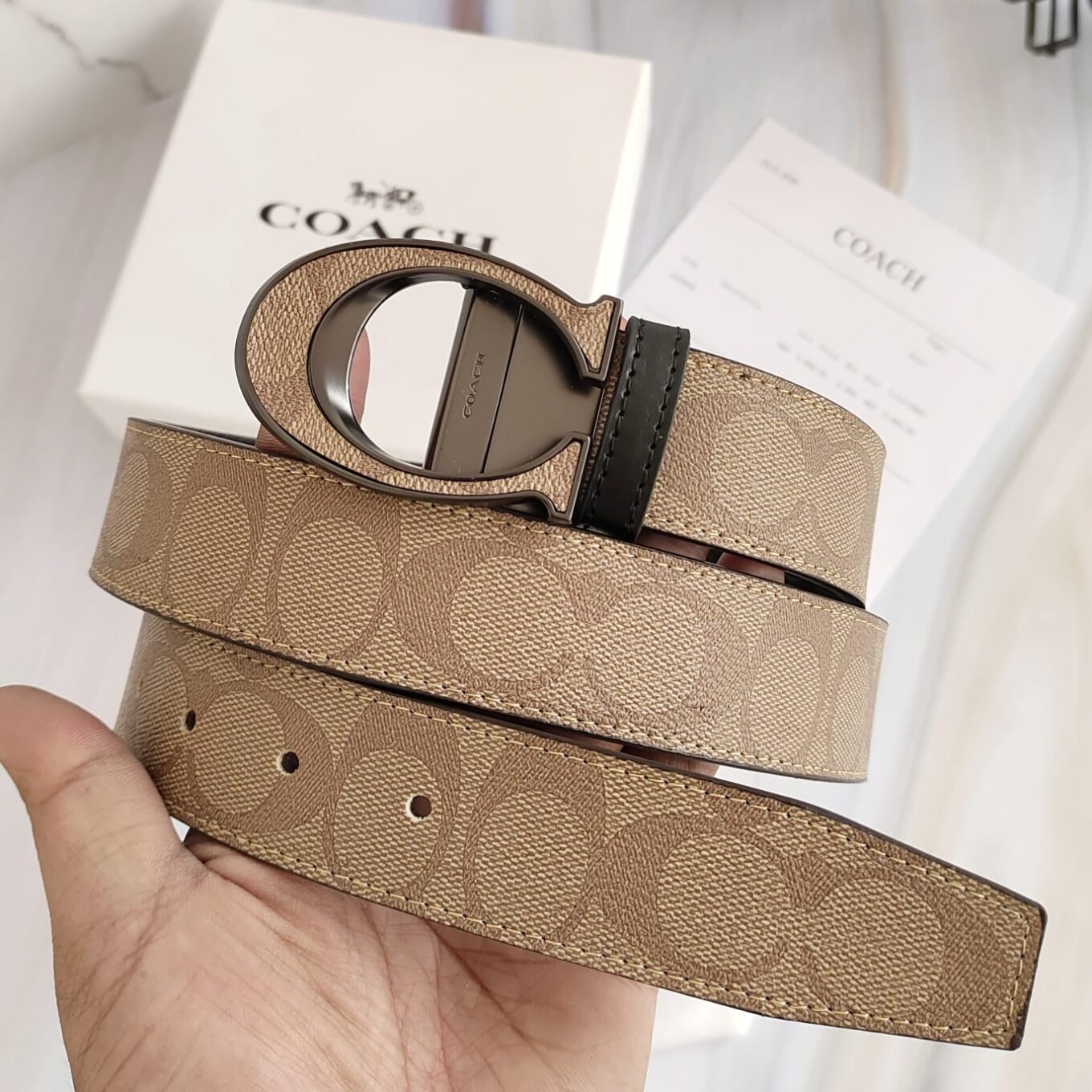 WhatsApp Image 2023-02-17 at 5.30.49 PM Coach Apricot Black Reversible Belt