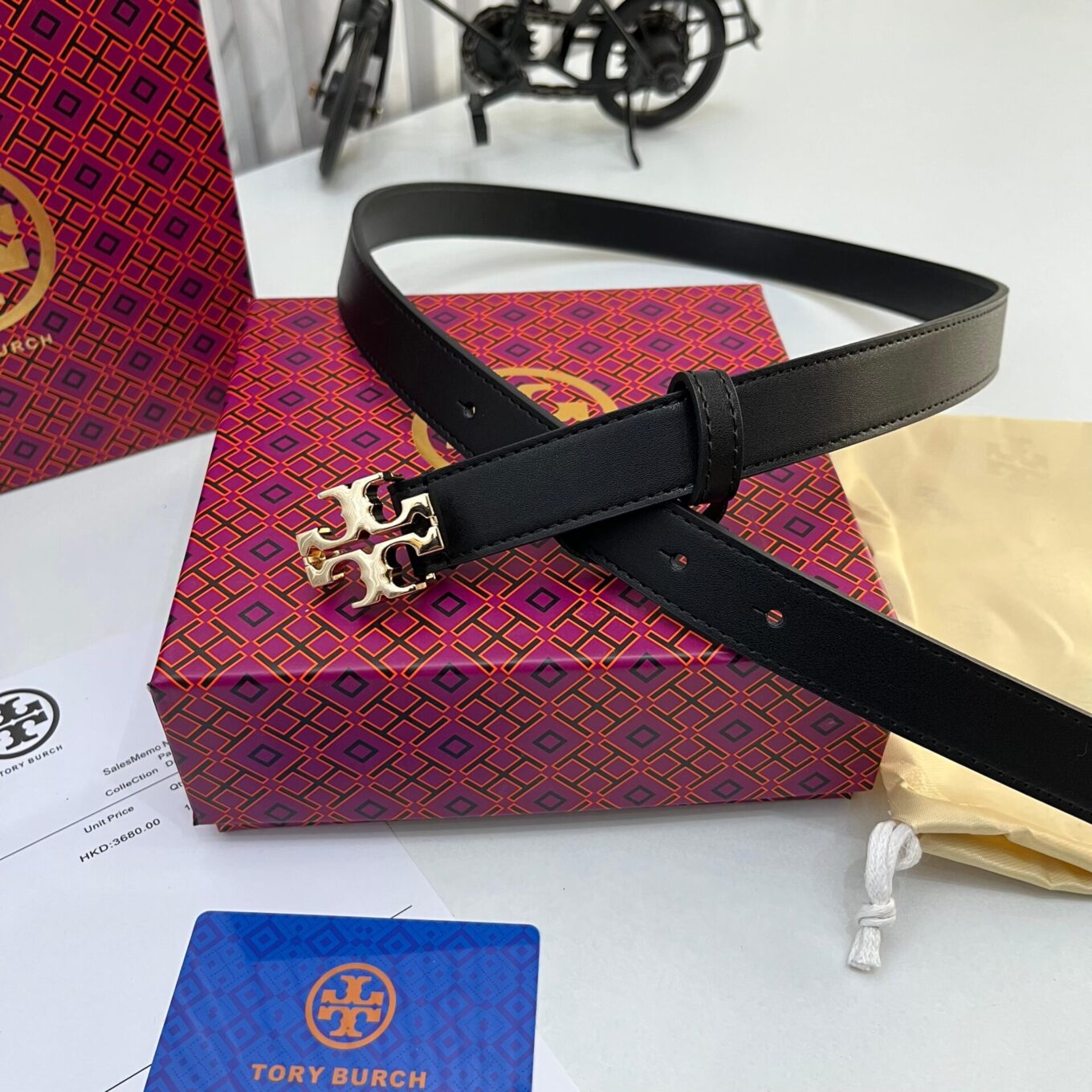 Tory Burch Black Slim Belt