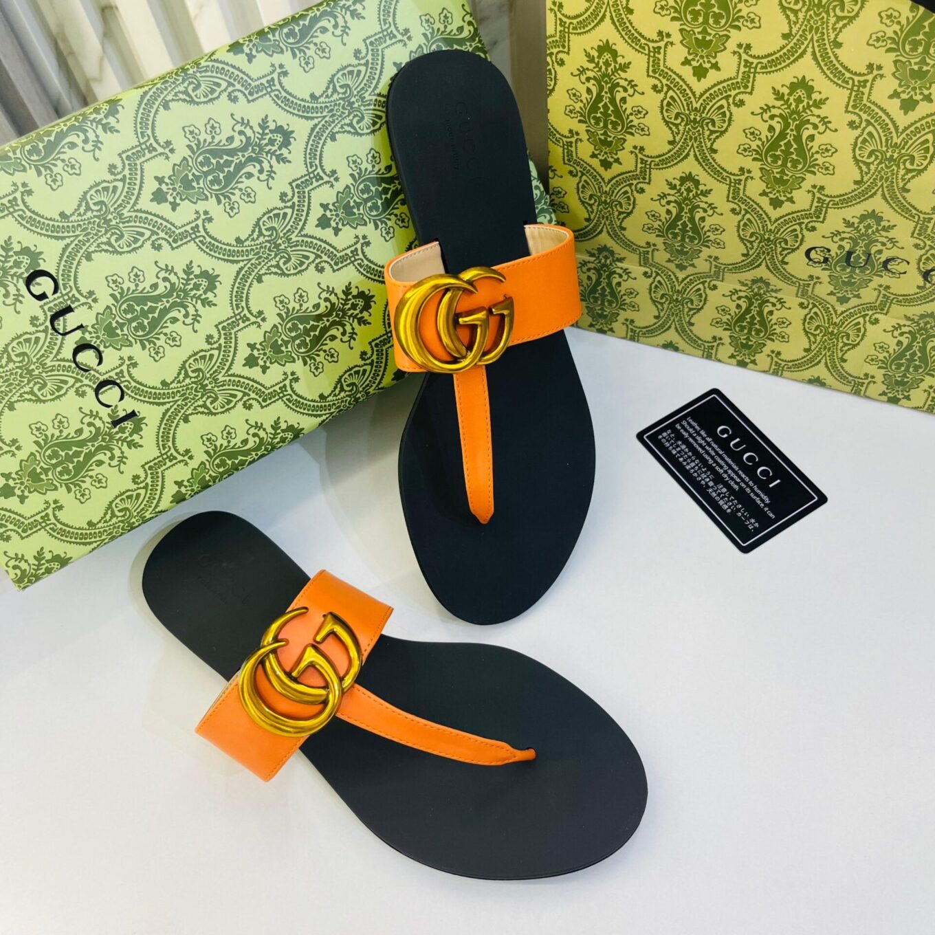 Gucci Tan GG Thong Slide