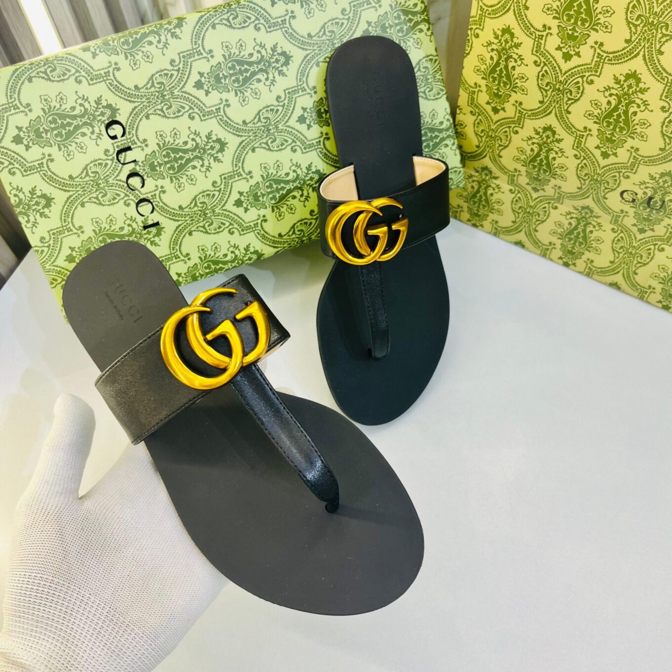 WhatsApp Image 2024-12-02 at 3.19.10 PM Gucci Black GG Thong Slide