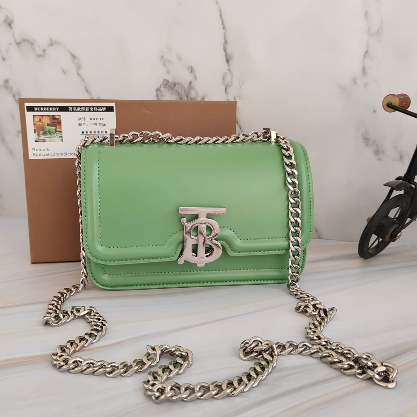 Buy Burberry TB Light Green Chain Sling Bag (With Box) Online