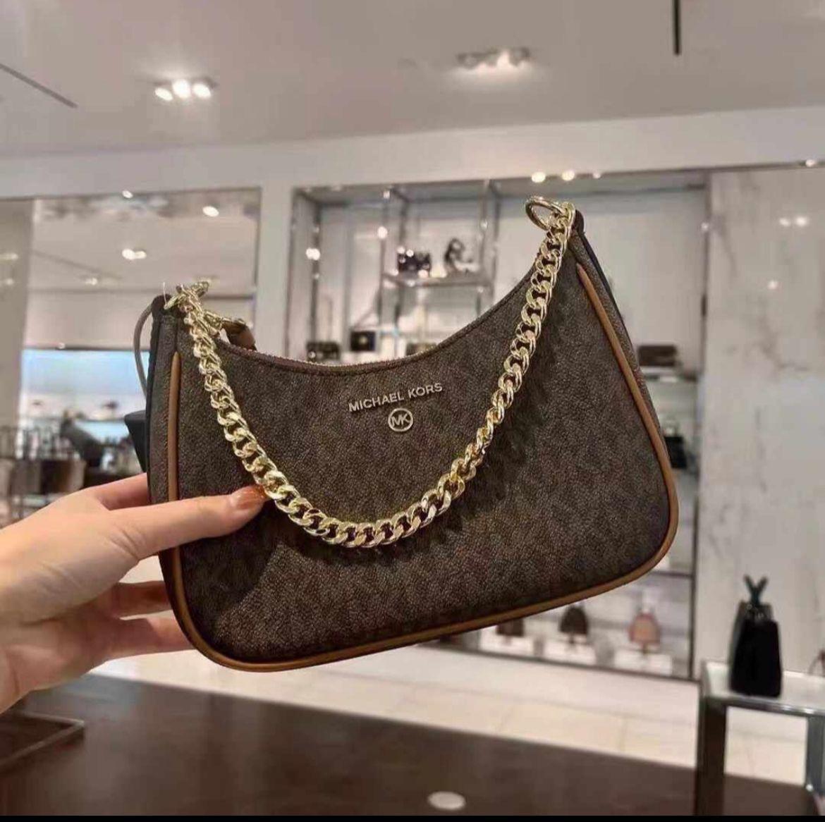 Michael Kors Jet Set Coffee Charm Pochette (With Box)