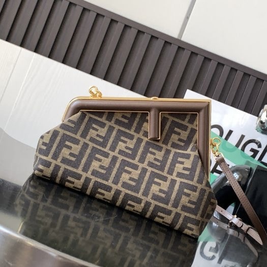 Fendi First Coffee Clutch Sling Bag (With Box)