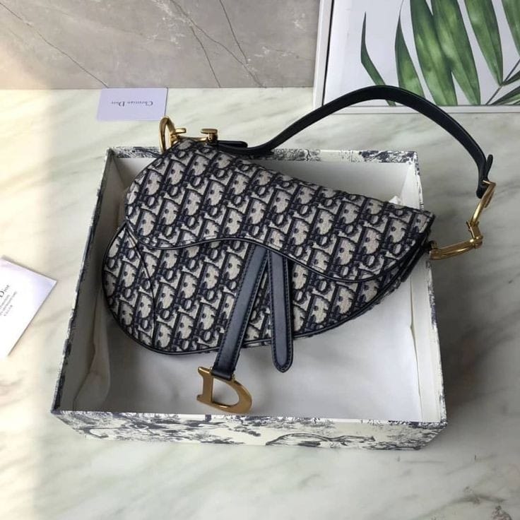 WhatsApp Image 2023-05-03 at 18.45.36 Christian Dior Black Embroidery Saddle (With Box)