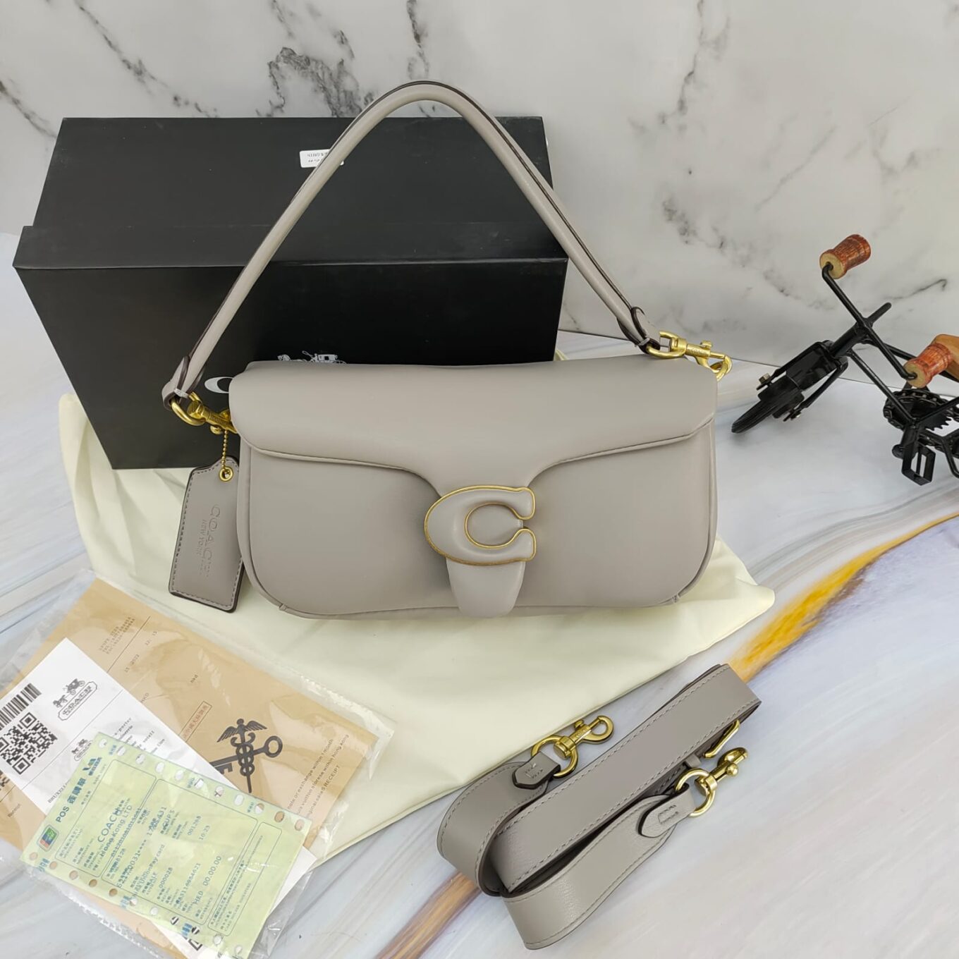 Coach Pillow Tabby Grey Color Shoulder Bag (With Box)