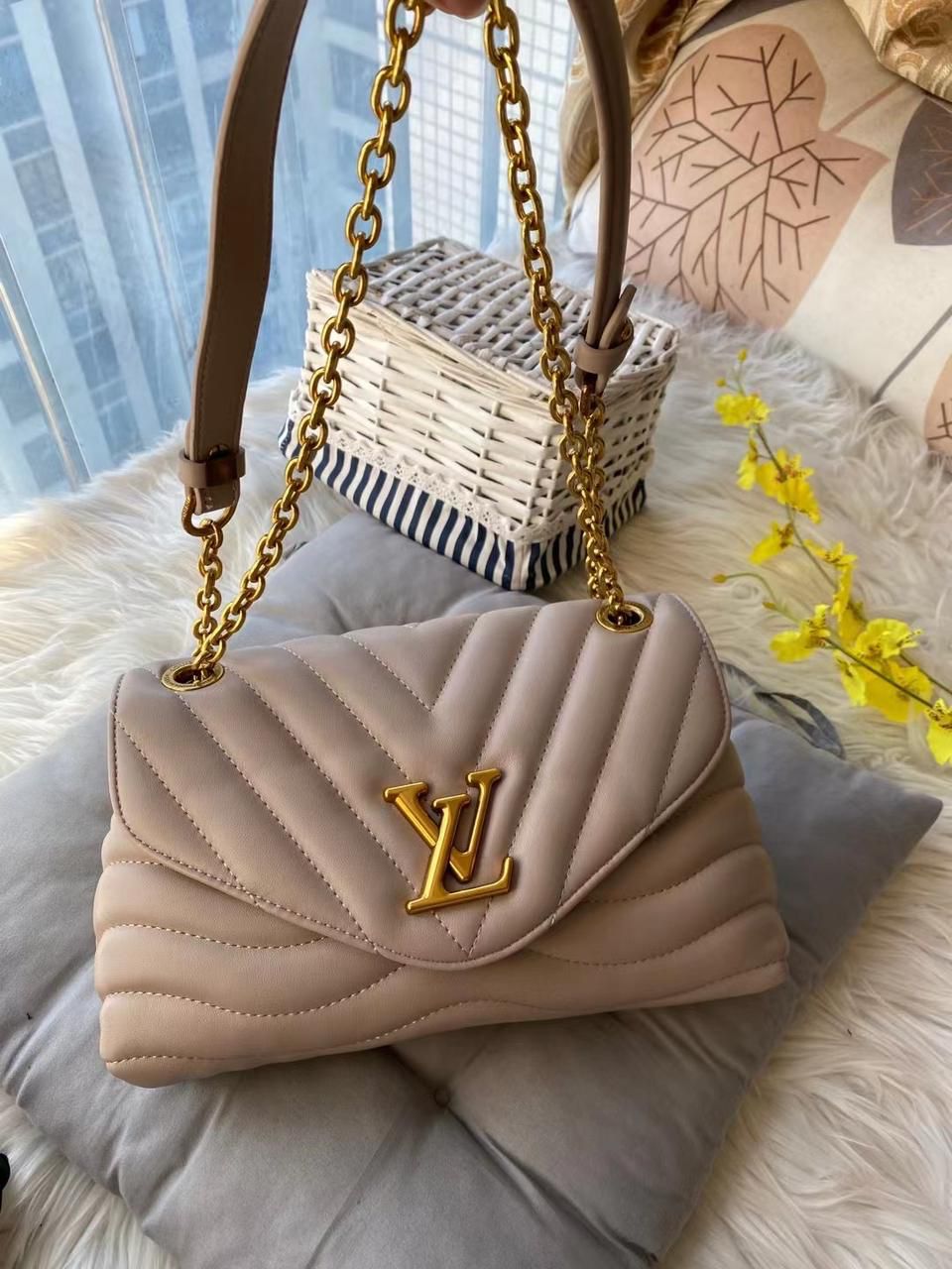 Louis Vuitton Khaki Chain Shoulder Sling Bag (With Box)