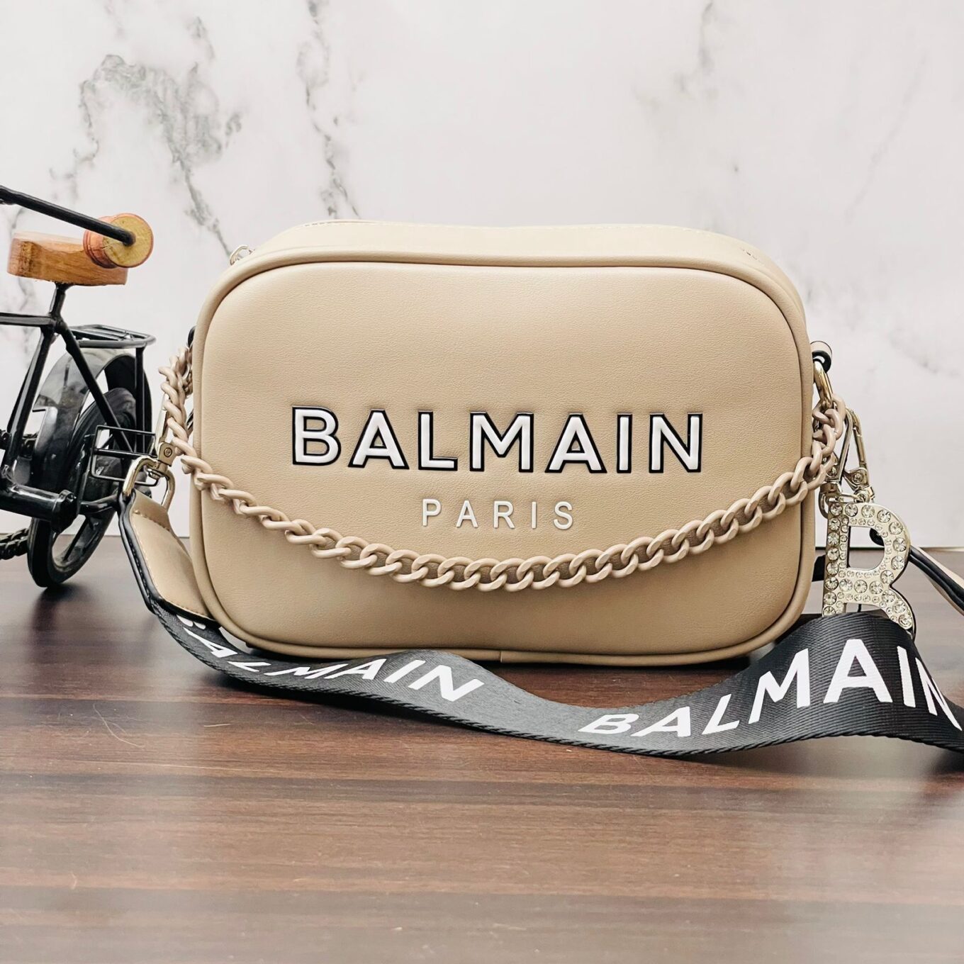 Buy Balmain Paris Camera Khaki Sling Bag (With Box) Online