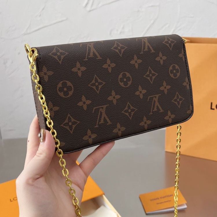 Louis Vuitton Félicie Pochette Coffee Sling Bag (With Box)
