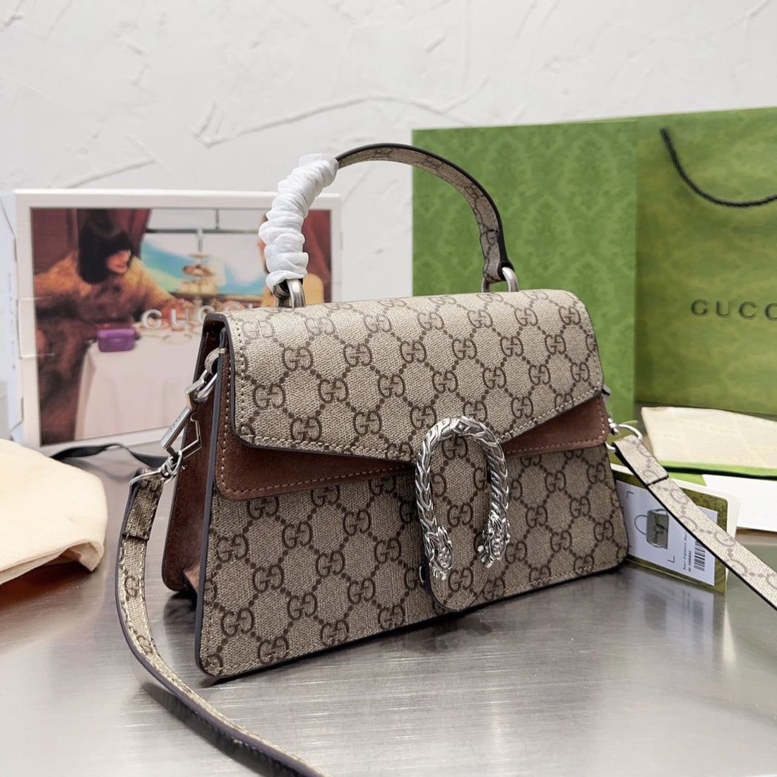 Gucci Dionysus Khaki Top Handle Bag (With Box)