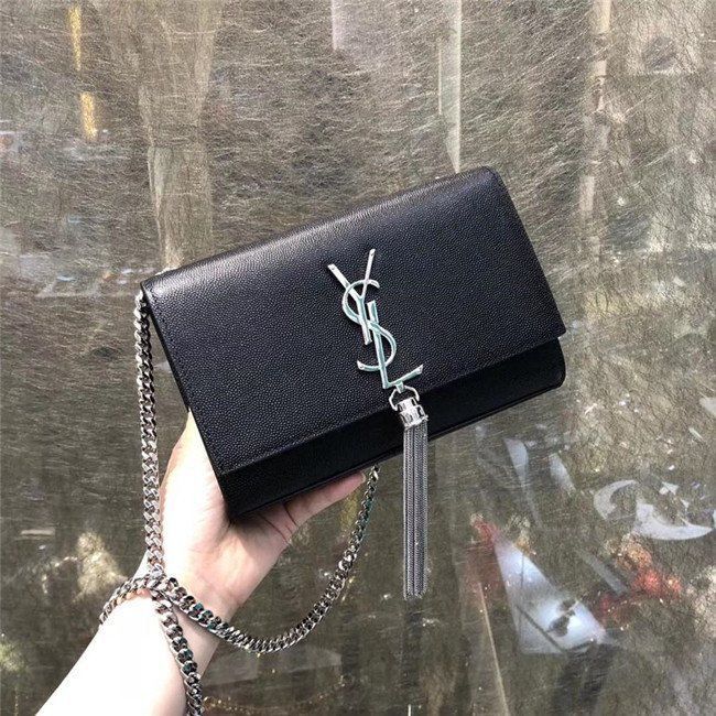 YSL KATE BLACK SILVER METAL SLING BAG (WITH BOX)