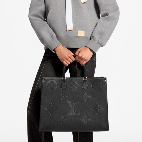 Louis Vuitton On The Go GM Black Embossed Premium Hand Bag (With Double Box)