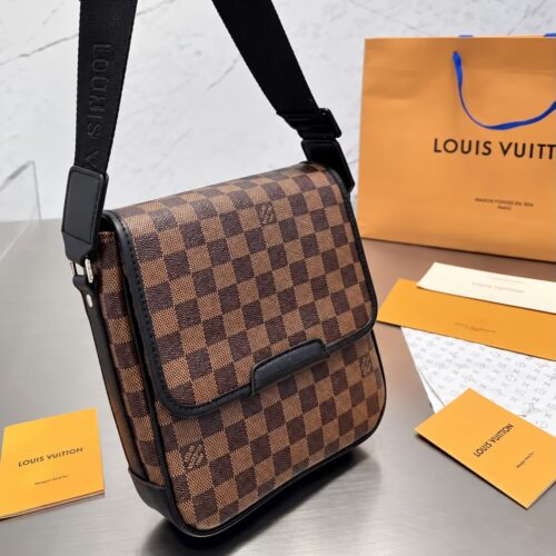 Louis Vuitton Sider Unisex Coffee Black Cheack Messenger Bag (With Box)