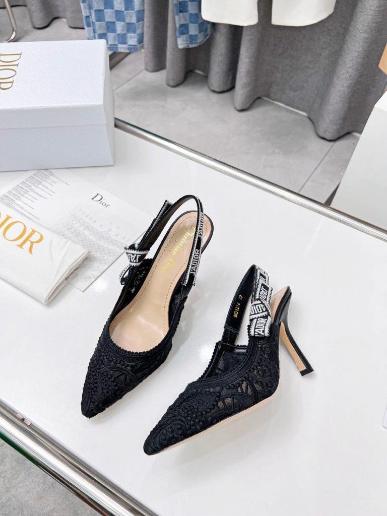 CHRISTIAN DIOR BLACK MESH SLING BACK PUMP