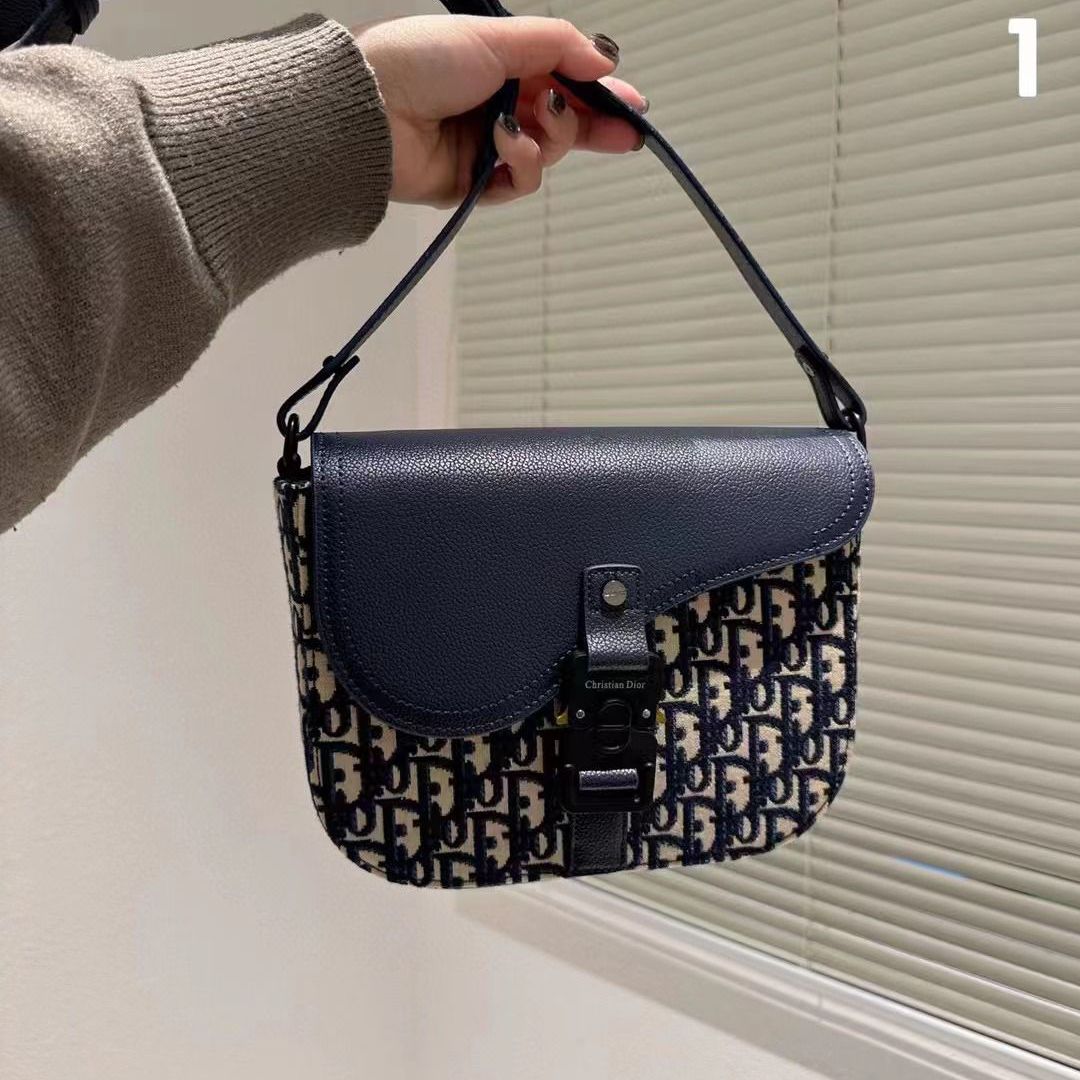 Dior Saddle Oblique Messenger Unisex Blue Bag (With Box)