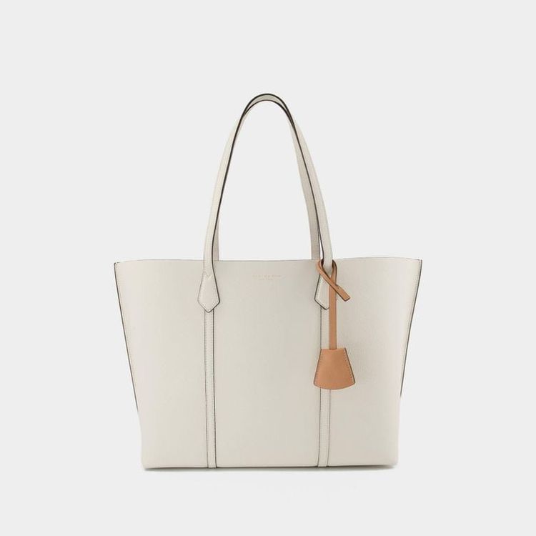 TORY BURCH PERRY TRIPLE COMPARTMENT WHITE TOTE BAG