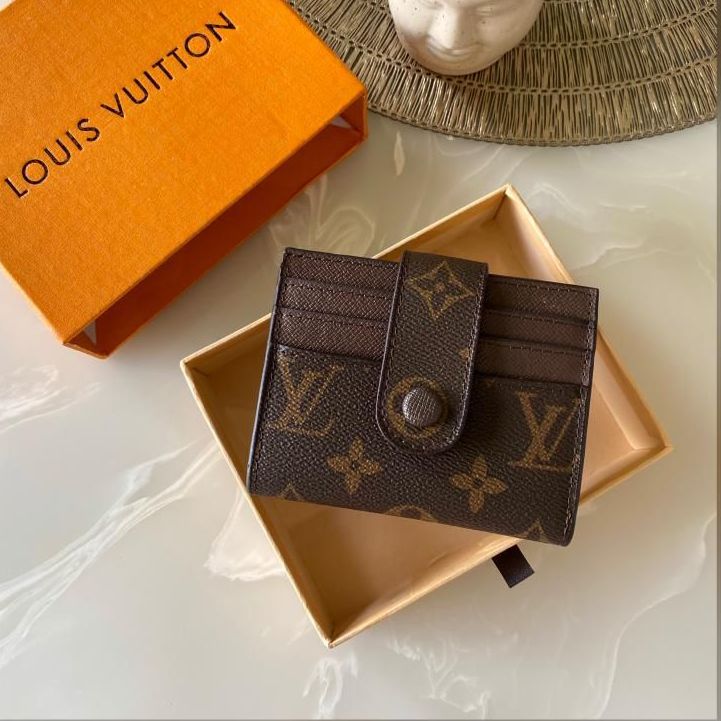 Louis Vuitton Two Fold Coffee Color Card Wallet