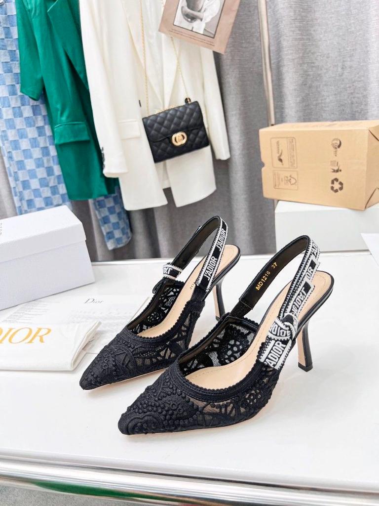 CHRISTIAN DIOR BLACK MESH SLING BACK PUMP