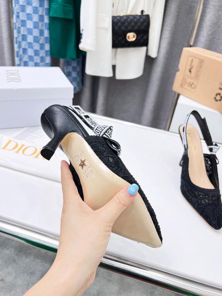 CHRISTIAN DIOR BLACK MESH SLING BACK PUMP