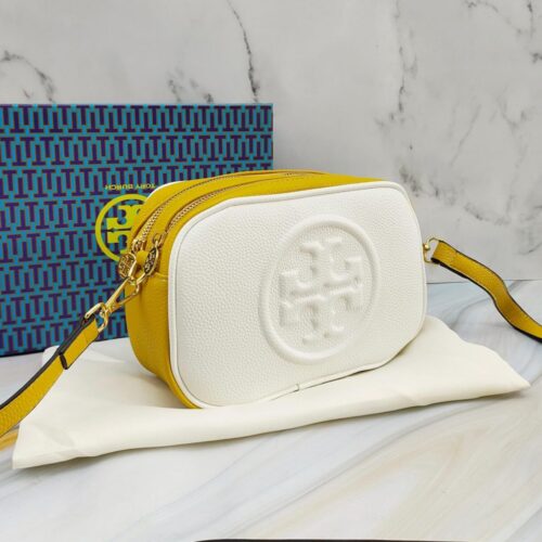 Tory Burch Perry Bombe White yellow Color Camera Bag (With Box)