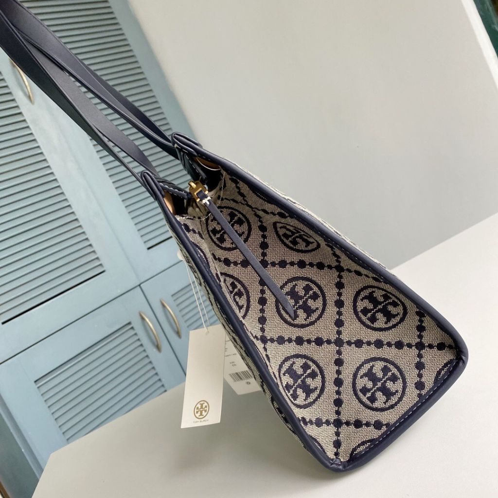Tory Burch Ella Blue Canvas Tote