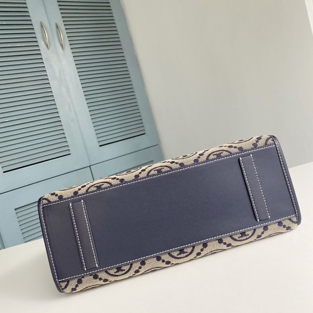 Tory Burch Ella Blue Canvas Tote