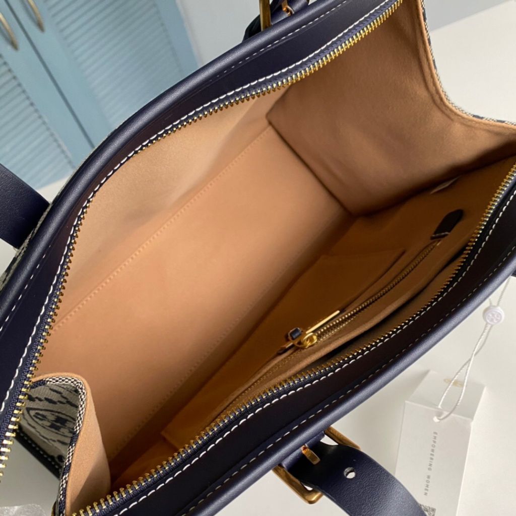 Tory Burch Ella Blue Canvas Tote