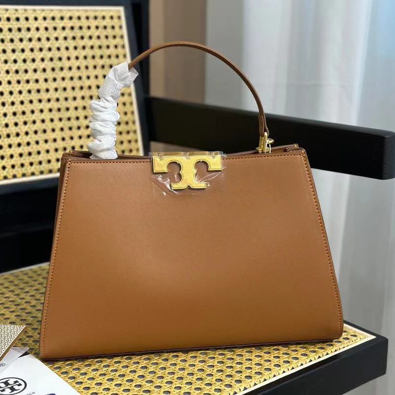 WhatsApp Image 2023-10-26 at 11.46.19_1c240fa5 TORY BURCH ELEANOR BROWN SPAZZOLATO SATCHEL BAG(With Box)