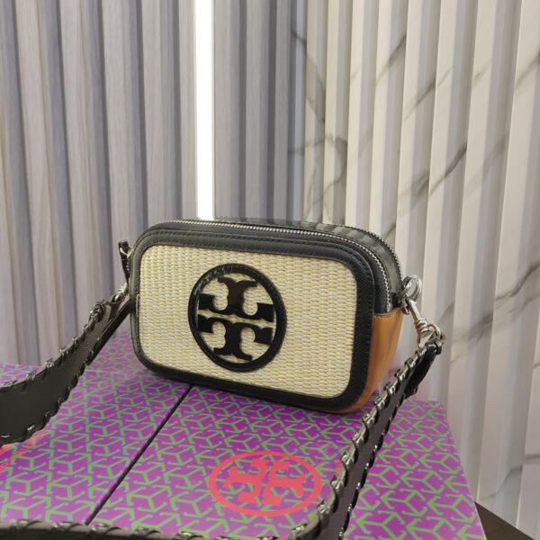 Tory Burch Mini Jute Blend Camera Bag With Double box packaging