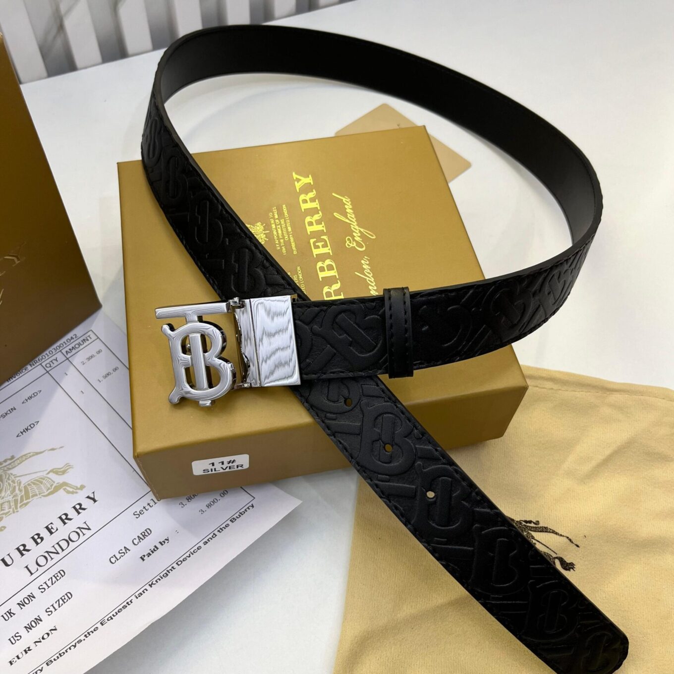 WhatsApp Image 2024-06-03 at 7.30.56 PM Burberry TB Embossed Silver Reversible Belt for Men