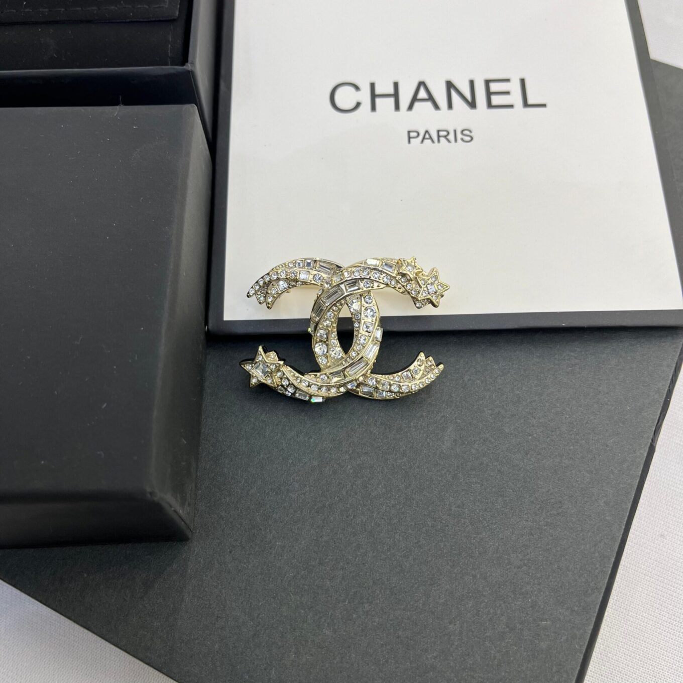 Chanel Golden Glass Diamond Studded Brooch