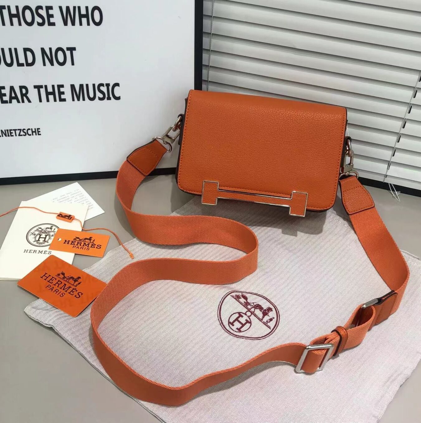 Hermes Geta Orange Sling Bag (With Box)
