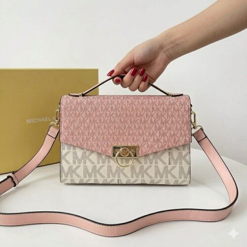 WhatsApp Image 2026-04-30 at 13.10.27 Michael Kors Beige Pink Hendrix Signature Shoulder Bag