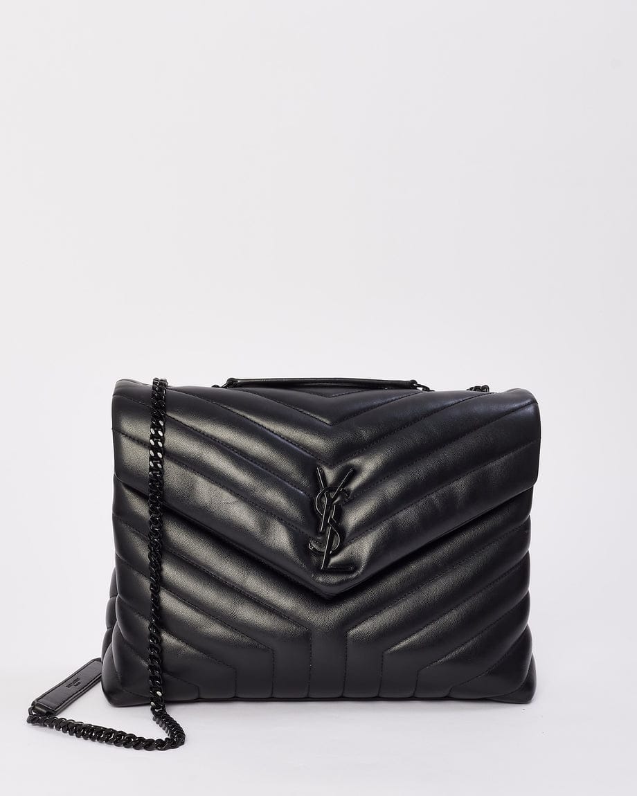 YSL BLACK QUILTED LOU LOU MEDIUM CHAIN BAG