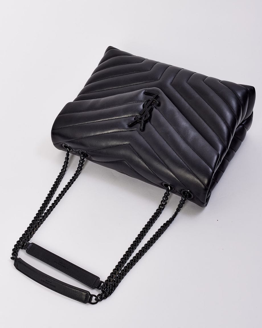 YSL BLACK QUILTED LOU LOU MEDIUM CHAIN BAG