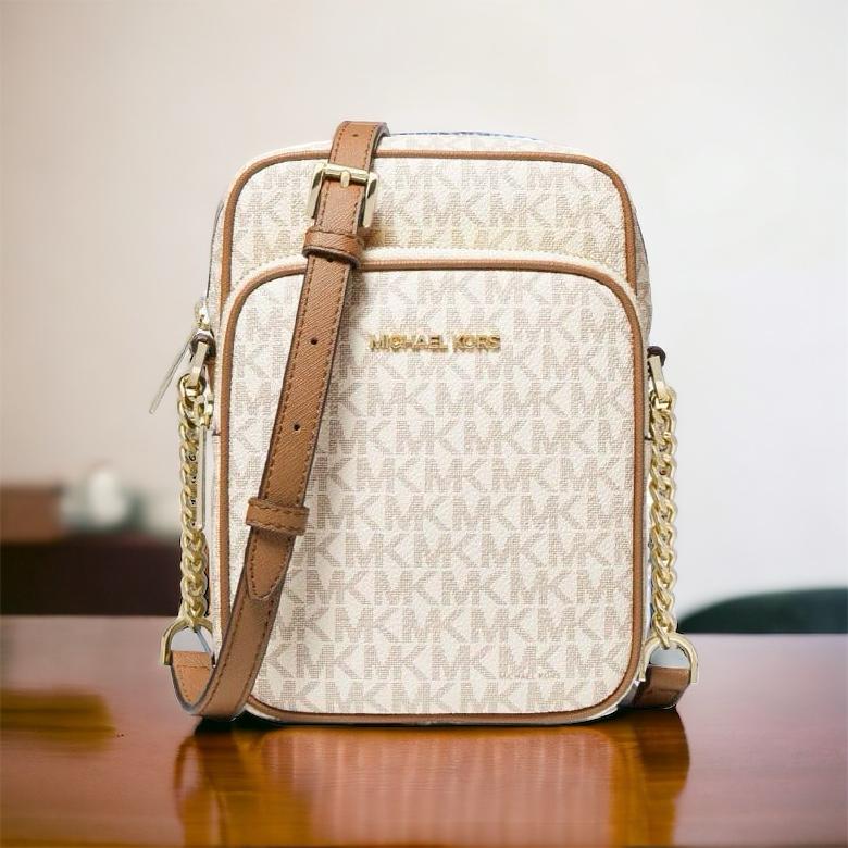 Michael Kors Jetset Medium Beige Travel Bag (With Box)