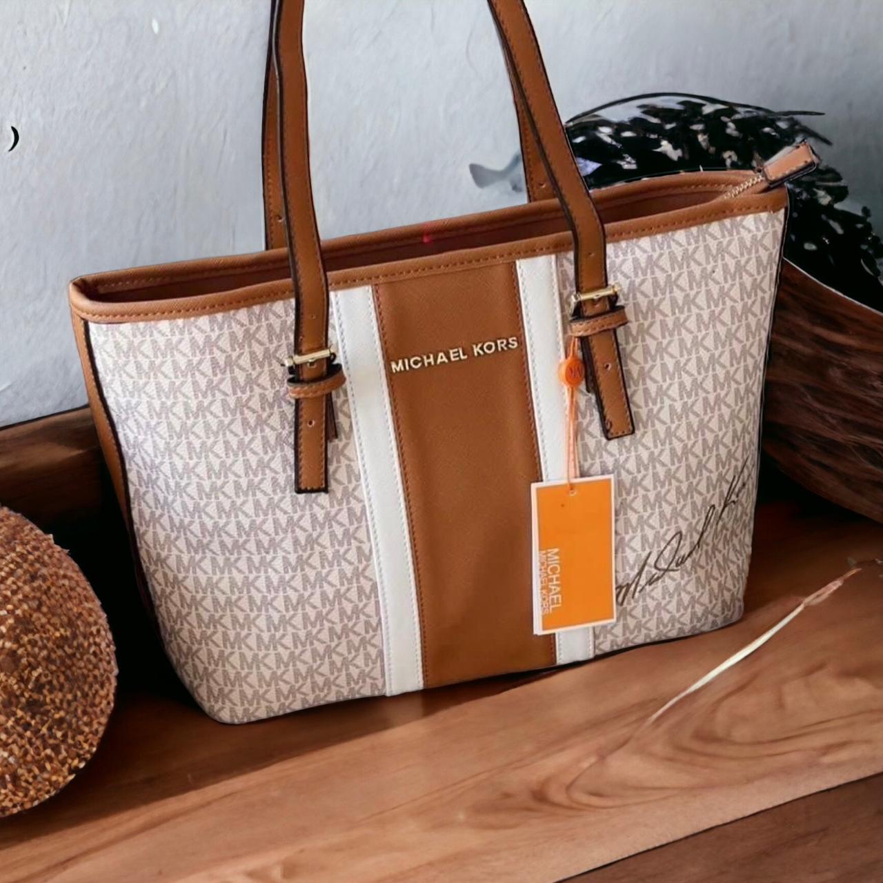 Michael Kors Beige Jetset Signature Tote Bag