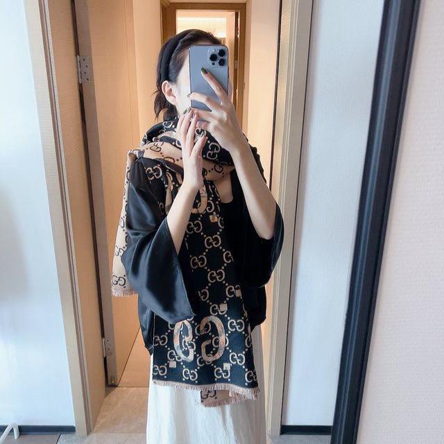 Gucci Black Monogram Large Full Warm Stole