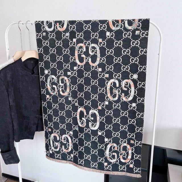 Gucci Black Monogram Large Full Warm Stole