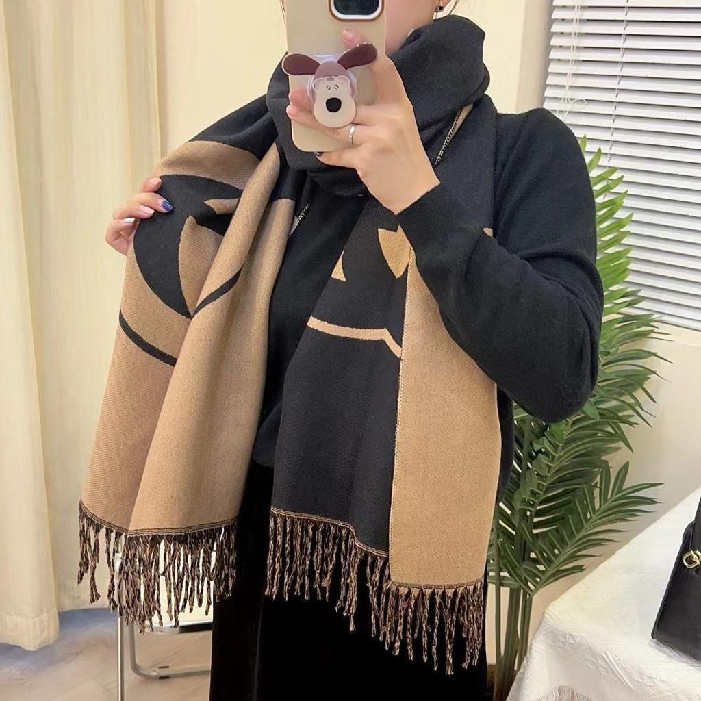 Gucci Reverse GG Khaki Black Warm Stole