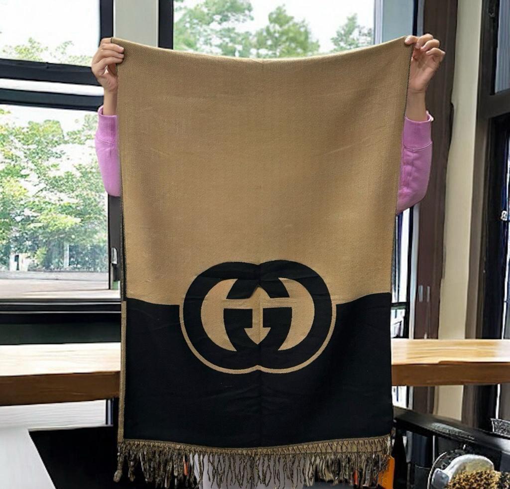 Gucci Reverse GG Khaki Black Warm Stole