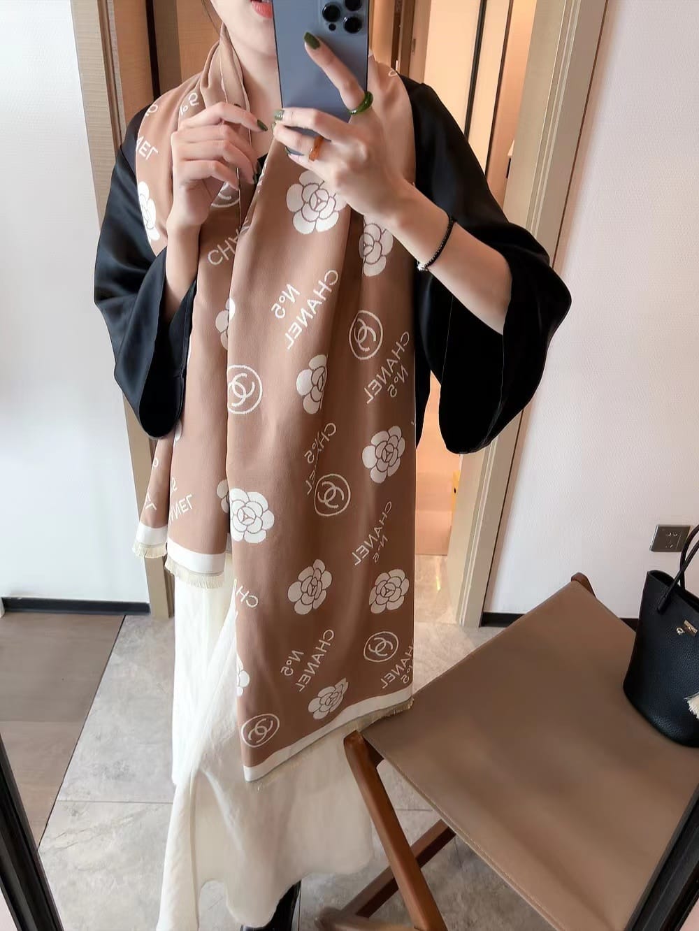 Chanel Wollen Beige Colour Stole (With Box)