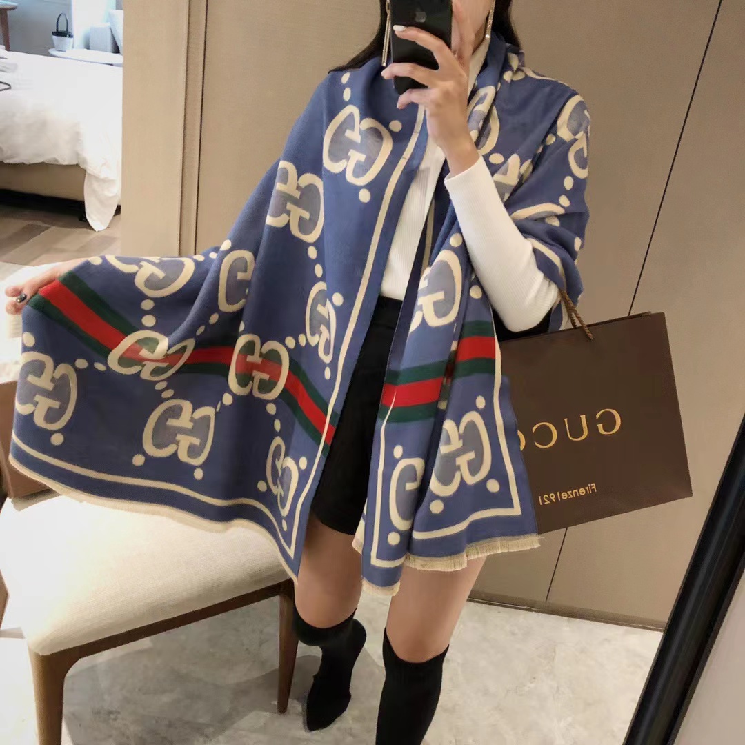 Gucci Wollen Blue Colour Stole (With Box)