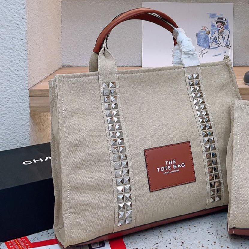 Marc Jacobs Beige Studded The Tote Bag